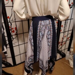 Metro Wear Blue‎ and White Asymmetrical Maxi Skirt